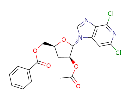 1-(2-O-acetyl-5-O-benzoyl-3-deoxy-α-D-arabinofuranosyl)-4,6-dichloro-1H-imidazo<4,5-c>pyridine