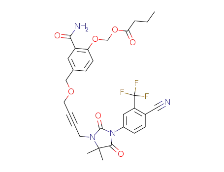 5-{4-[3-(4-cyano-3-trifluoromethylphenyl)-5,5-dimethyl-2,4-dioxoimidazolin-1-yl]but-2-ynyloxymethyl}-2-butyryloxymethoxybenzamide