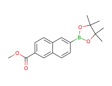 Molecular Structure of 736989-93-8 (Methyl 6-(4,4,5,5-tetraMethyl-1,3,2-dioxaborolan-2-yl)-2-naphthoate)