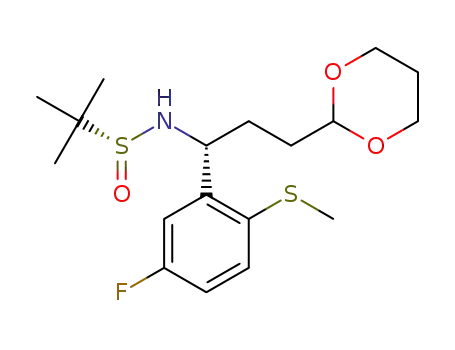 (R)-N-[(1R)-3-(1,3-dioxan-2-yl)-1-[5-fluoro-2-(methylsulfanyl)phenyl]propyl]-2- methylpropane-2-sulfinamide