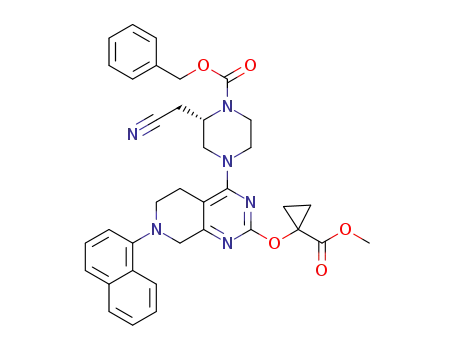 benzyl (2S)-2-(cyanomethyl)-4-[2-(1-methoxycarbonylcyclopropoxy)-7-(1-naphthyl)-6,8-dihydro-5H-pyrido[3,4-d]pyrimidin-4-yl]piperazine-1-carboxylate