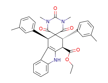 ethyl rel-(1R,2S,4R)-1',3'-dimethyl-2',4',6'-trioxo-2,4-di-m-tolyl-1,1',2,3',4,4',6',9-octahydro-2'H-spiro[carbazole-3,5'-pyrimidine]-1-carboxylate