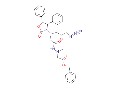 {N'-[(3R,5R)-6-Azido-5-hydroxy-3-((4S,5R)-2-oxo-4,5-diphenyl-oxazolidin-3-yl)-hexanoyl]-N-methyl-hydrazino}-acetic acid benzyl ester