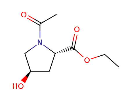 Molecular Structure of 33996-28-0 (L-Proline, 1-acetyl-4-hydroxy-, ethyl ester, trans-)