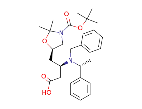 (R)-5-{(R)-2-[Benzyl-((R)-1-phenyl-ethyl)-amino]-3-carboxy-propyl}-2,2-dimethyl-oxazolidine-3-carboxylic acid tert-butyl ester