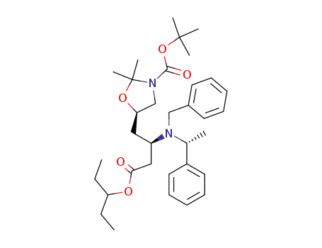 3''-pentyl (R,R,R)-3-[N-benzyl-N-(α-methylbenzyl)amino]-4-[2',2';-dimethyl-N(3')-tert-butoxycarbonyl-1',3'-oxazolidin-5'-yl]butanoate
