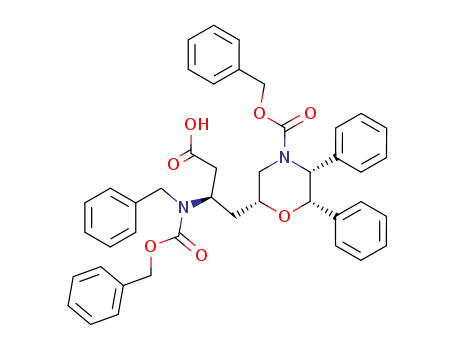 2R,2'R,5R,6S-2-(2'-((benzyl)(benzyloxycarbonyl)amino)-3'-carboxypropyl)-5,6-diphenylmorpholine-4-carboxylic acid benzyl ester