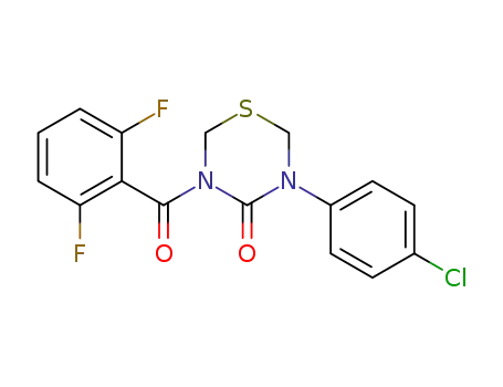Molecular Structure of 596848-90-7 (4H-1,3,5-Thiadiazin-4-one,
3-(4-chlorophenyl)-5-(2,6-difluorobenzoyl)tetrahydro-)