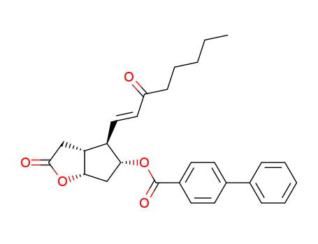 Molecular Structure of 31753-00-1 ([1,1'-Biphenyl]-4-carboxylic acid (3aR,4R,5R,6aS)-hexahydro-2-oxo-4-[(1E)-3-oxo-1-octenyl]-2H-cyclopenta[b]furan-5-yl ester)
