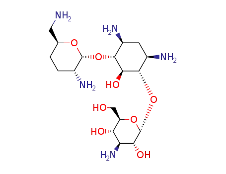 Molecular Structure of 34493-98-6 ((2R,3R,4S,5S,6R)-4-Amino-2-[(1S,2S,3R,4S,6R)-4,6-diamino-3-[(2R,3R,6S)-3-amino-6-(aminomethyl)oxan-2-yl]oxy-2-hydroxy-cyclohexyl]oxy-6-(hydroxymethyl)oxane-3,5-diol)