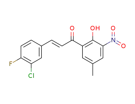 (E)-3-(3-chloro-4-fluorophenyl)-1-(2-hydroxy-5-methyl-3-nitrophenyl)-2-propen-1-one