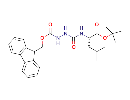 Molecular Structure of 872720-98-4 (Hydrazinecarboxylic acid,
2-[[[(1S)-1-[(1,1-dimethylethoxy)carbonyl]-3-methylbutyl]amino]carbonyl]
-, 9H-fluoren-9-ylmethyl ester)