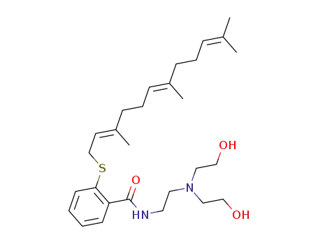 N-(2-(bis(2-hydroxyethyl)amino)ethyl)-2-(((2E,6E)-3,7,11-trimethyldodeca-2,6,10-trien-1-yl)thio)benzamide