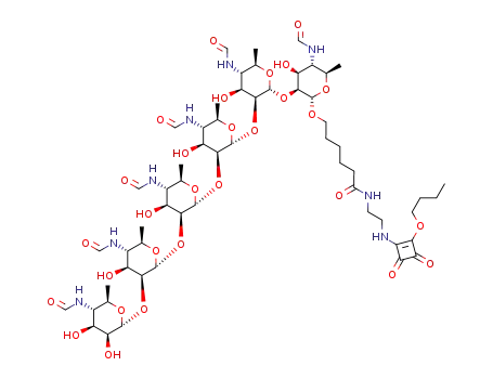 1-[(2'-aminoethylamido)carbonylpentyl 4,6-dideoxy-4-formamido-α-D-mannopyranosyl-(1→2)-4,6-dideoxy-4-formamido-α-D-mannopyranosyl-(1→2)-4,6-dideoxy-4-formamido-α-D-mannopyranosyl-(1→2)-4,6-dideoxy-4-formamido-α-D-mannopyranosyl-(1→2)-4,6-dideoxy-4-formamido-α-D-mannopyranosyl-(1→2)-4,6-dideoxy-4-formamido-α-D-mannopyranoside]-2-butoxycyclobutene-3,4-dione