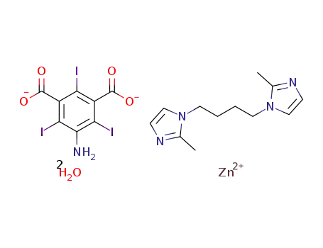 {[Zn(1,4-bis(2-methyl-imidazol-1-yl)butane)(5-amino-2,4,6-triiodoisophthalate)]·2water}n