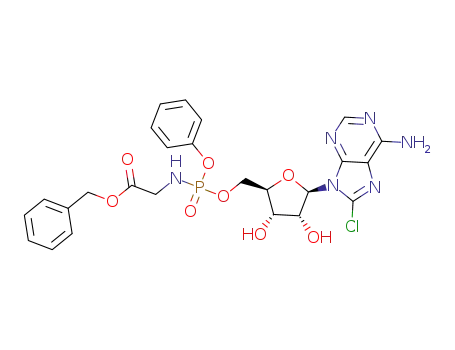 benzyl 2-(((((2R,3S,4R,5R)-5-(6-amino-8-chloro-9H-purin-9-yl)-3,4-dihydroxytetrahydrofuran-2-yl)methoxy)(phenoxy)phosphoryl)amino)acetate