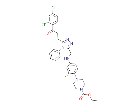 ethyl 4-(4-{[(5-{[2-(2,4-dichlorophenyl)-2-oxoethyl]thio}-4-phenyl-4H-1,2,4-triazol-3-yl)methyl]amino}-2-fluorophenyl)piperazin-1-carboxylate
