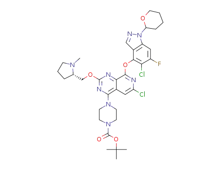 tert-butyl 4-(6-chloro-8-{[5-chloro-6-fluoro-1-(tetrahydro-2H-pyran-2-yl)-1H-indazol-4-yl]oxy}-2-{[(2S)-1-methylpyrrolidin-2-yl]methoxy}pyrido[3,4-d]pyrimidin-4-yl)piperazine-1-carboxylate
