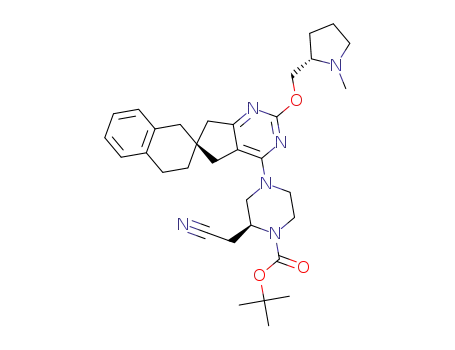 tert-butyl (S)-2-(cyanomethyl)-4-((R)-2-(((S)-1-methylpyrrolidin-2-yl)methoxy)-3',4’,5,7-tetrahydro-1‘H-spiro[cyclopenta[d]pyrimidine-6,2’-naphthalen]-4-yl)piperazine-1-carboxylate