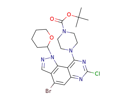 4-(4-bromo-7-chloro-1-(tetrahydro-2H-pyran-2-yl)-1H-pyrazolo[3,4-f]quinazolin-9-yl)piperazine-1-carboxylic acid tert-butyl ester