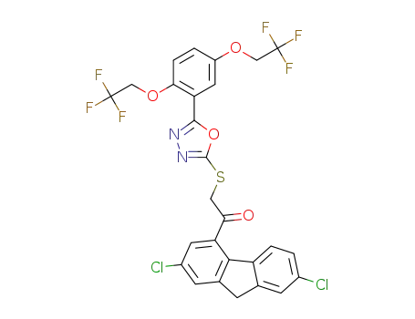 2-(5-(2,5-bis(2,2,2-trifluoroethoxy)phenyl)-1,3,4-oxadiazol-2-ylthio)-1-(2,7-dichloro-9H-fluoren-4-yl) ethanone