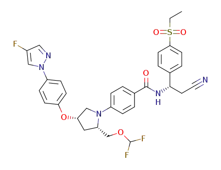 N-((S)-2-cyano-1-(4-(ethylsulfonyl)phenyl)ethyl)-4-((2S,4S)-2-((difluoromethoxy)methyl)-4-(4-(4-fluoro-1H-pyrazol-1-yl)phenoxy)pyrrolidin-1-yl)benzamide