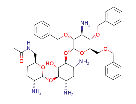 N-{(2S,5R,6R)-5-Amino-6-[(1R,2S,3S,4R,6S)-4,6-diamino-3-((2S,3R,4S,5S,6R)-4-amino-3,5-bis-benzyloxy-6-benzyloxymethyl-tetrahydro-pyran-2-yloxy)-2-hydroxy-cyclohexyloxy]-tetrahydro-pyran-2-ylmethyl}-acetamide