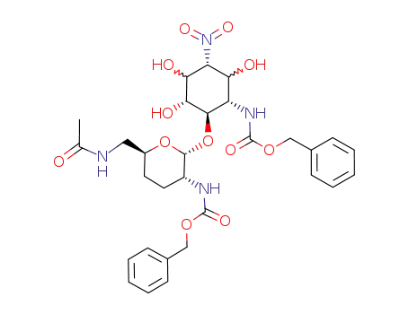 [(2R,3R,6S)-6-(Acetylamino-methyl)-2-((1R,2S,4R,6R)-2-benzyloxycarbonylamino-3,5,6-trihydroxy-4-nitro-cyclohexyloxy)-tetrahydro-pyran-3-yl]-carbamic acid benzyl ester
