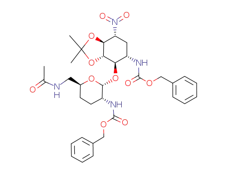 {(3aS,4R,5S,7R,7aS)-4-[(2R,3R,6S)-6-(Acetylamino-methyl)-3-benzyloxycarbonylamino-tetrahydro-pyran-2-yloxy]-2,2-dimethyl-7-nitro-hexahydro-benzo[1,3]dioxol-5-yl}-carbamic acid benzyl ester