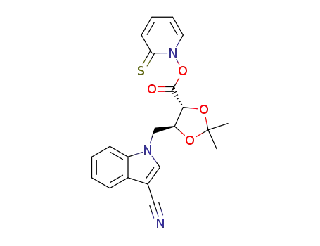 (4R,5S)-5-(3-Cyano-indol-1-ylmethyl)-2,2-dimethyl-[1,3]dioxolane-4-carboxylic acid 2-thioxo-2H-pyridin-1-yl ester