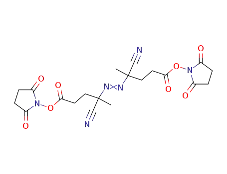 Molecular Structure of 130468-55-2 (Pentanenitrile,
2,2'-azobis[5-[(2,5-dioxo-1-pyrrolidinyl)oxy]-2-methyl-5-oxo-)