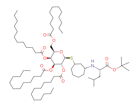 Dodecanoic acid (2S,3R,4S,5S,6R)-2-[3-((S)-1-tert-butoxycarbonyl-3-methyl-butylamino)-cycloheptylsulfanyl]-4,5-bis-dodecanoyloxy-6-dodecanoyloxymethyl-tetrahydro-pyran-3-yl ester