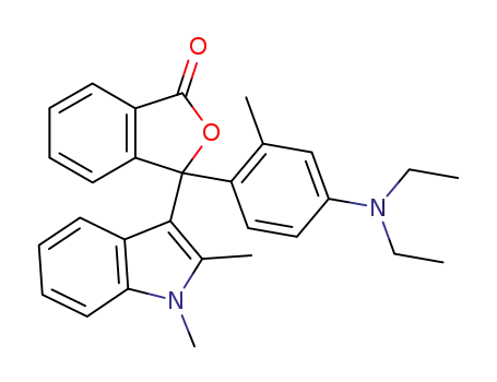 Molecular Structure of 36499-49-7 (3-(1,2-DIMETHYL-3-INDOLYL)-3-[4-(DIETHYLAMINO)-2-METHYLPHENYL]PHTHALIDE)