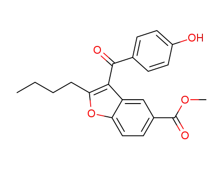 Molecular Structure of 401840-53-7 (5-Benzofurancarboxylic acid, 2-butyl-3-(4-hydroxybenzoyl)-, methyl
ester)