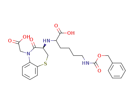 3(R)-(5-benzyloxycarbonyl-amino-1-carboxypentyl)amino-4-oxo-2,3,4,5-tetrahydro-1,5-benzothiazepine-5-acetic acid