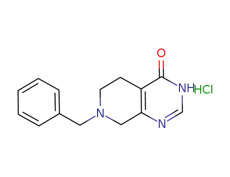 Molecular Structure of 69981-00-6 (Pyrido[3,4-d]pyriMidin-4(1H)-one, 5,6,7,8-tetrahydro-7-(phenylMethyl)-, Monohydrochloride)