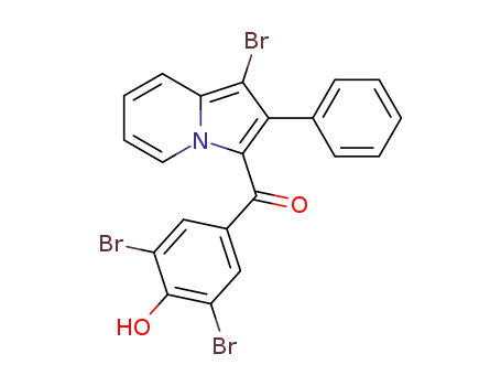 Molecular Structure of 77833-12-6 (Methanone,
(1-bromo-2-phenyl-3-indolizinyl)(3,5-dibromo-4-hydroxyphenyl)-)