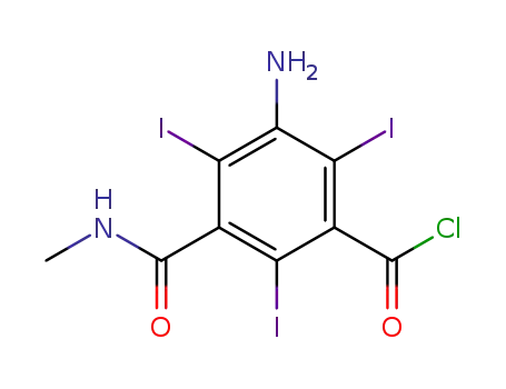 Molecular Structure of 51935-29-6 (Benzoyl chloride, 3-amino-2,4,6-triiodo-5-[(methylamino)carbonyl]-)