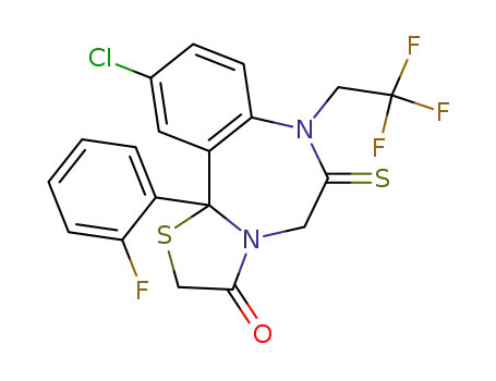 10-chloro-7,11b-dihydro-11b-(2-fluorophenyl)-7-(2,2,2-trifluoro-ethyl)-thiazolo<3,2-d><1,4>benzodiazepin-3(2H)one-6(5H)thione