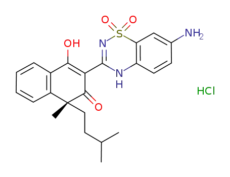 (R)-3-(7-amino-1,1-dioxo-1,4-dihydro-1λ6-benzo[1,2,4]thiadiazin-3-yl)-4-hydroxy-1-methyl-1-(3-methyl-butyl)-1H-naphthalen-2-one hydrochloride