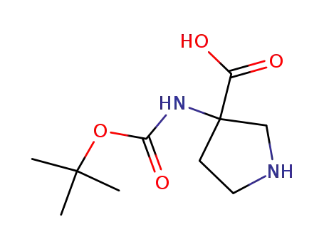 Molecular Structure of 869786-49-2 (3-TERT-BUTOXYCARBONYLAMINO-PYRROLIDINE-3-CARBOXYLIC ACID)