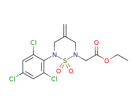 ethyl 2-(4-methylene-1,1-dioxido-6-(2,4,6-trichlorophenyl)-1,2,6-thiadiazinan-2-yl)acetate
