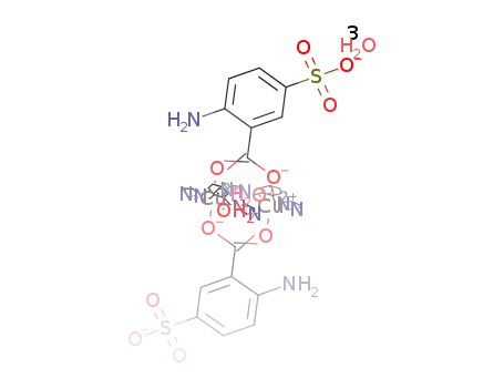 bis(μ-2-amino-5-sulfonatobenzoato-κ2O1:O1')bis{μ-1,2-bis[(1H-imidazol-1-yl)methyl]benzene-κ2N3:N3'}bis[aquacopper(II)] trihydrate