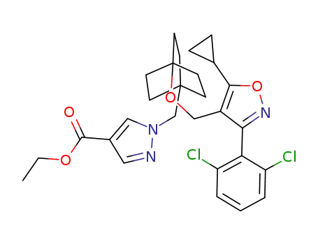 ethyl 1-((4-((5-cyclopropyl-3-(2,6-dichlorophenyl)isoxazol-4-yl)methoxy)bicyclo[2.2.2]octan-1-yl)methyl)-1H-pyrazole-4-carboxylate