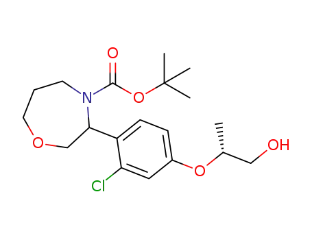 3-[2-Chloro-4-((R)-2-hydroxy-1-methyl-ethoxy)-phenyl]-[1,4]oxazepane-4-carboxylic acid tert-butyl ester