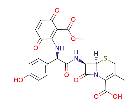 7-[2-(4-hydroxyphenyl)-2-(2-methoxycarbonyl-3,6-dioxocyclohexa-1,4-dienylamino)-acetylamino]-desacetoxycephalosporanic acid