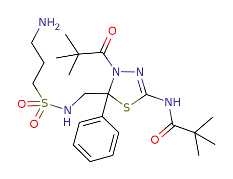Molecular Structure of 781675-14-7 (Propanamide,
N-[5-[[[(3-aminopropyl)sulfonyl]amino]methyl]-4-(2,2-dimethyl-1-oxoprop
yl)-4,5-dihydro-5-phenyl-1,3,4-thiadiazol-2-yl]-2,2-dimethyl-)