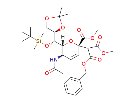 methyl 5-acetamido-2,6-anhydro-2-C-[(benzyloxycarbonyl)(methoxycarbonyl)methyl]-7-O-(tert-butyldimethylsilyl)-3,4,5-trideoxy-8,9-O-isopropylidene-D-glycero-D-galacto-non-3-enoate
