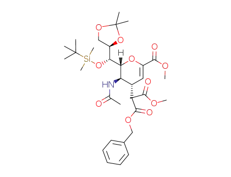 methyl 5-acetamido-2,6-anhydro-4-C-[(benzyloxycarbonyl)(methoxycarbonyl)methyl]-7-O-(tert-butyldimethylsilyl)-3,4,5-trideoxy-8,9-O-isopropylidene-D-glycero-D-galacto-non-2-enoate