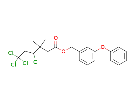 Molecular Structure of 60066-52-6 (Hexanoic acid, 4,6,6,6-tetrachloro-3,3-dimethyl-,
(3-phenoxyphenyl)methyl ester)